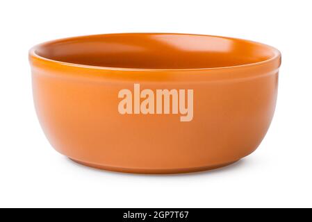 Deep clay bowl isolated on a white background Stock Photo