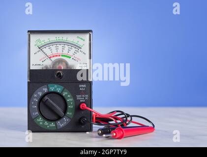 Multimeter with probe isolated on white background Stock Photo