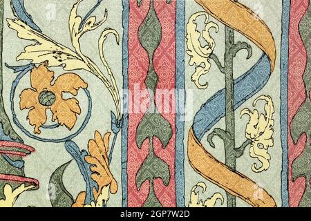 Vintage style of tapestry flowers fabric pattern background Stock Photo