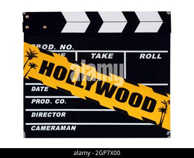 Blank movie production clapper board on white background Stock Photo