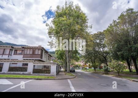 Bogota, Colombia, September 18, 2021. typical architecture of the  Usaquén district. Stock Photo