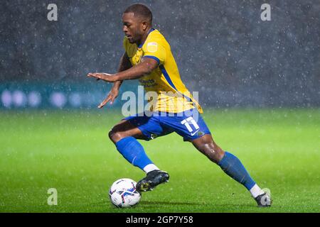 London, UK. 28th Sep, 2021. Jérémie Bela of Birmingham City during the EFL Sky Bet Championship match between Queens Park Rangers and Birmingham City at The Kiyan Prince Foundation Stadium, London, England on 28 September 2021. Photo by Salvio Calabrese. Editorial use only, license required for commercial use. No use in betting, games or a single club/league/player publications. Credit: UK Sports Pics Ltd/Alamy Live News Stock Photo