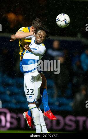 London, UK. 28th Sep, 2021. Moses Odubajo of Queens Park Rangers during the EFL Sky Bet Championship match between Queens Park Rangers and Birmingham City at The Kiyan Prince Foundation Stadium, London, England on 28 September 2021. Photo by Salvio Calabrese. Editorial use only, license required for commercial use. No use in betting, games or a single club/league/player publications. Credit: UK Sports Pics Ltd/Alamy Live News Stock Photo
