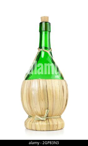 Fiasco Italian Wine Bottle isolated on white background Stock Photo