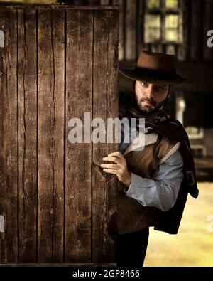 Bad gunman in the old wild west Stock Photo