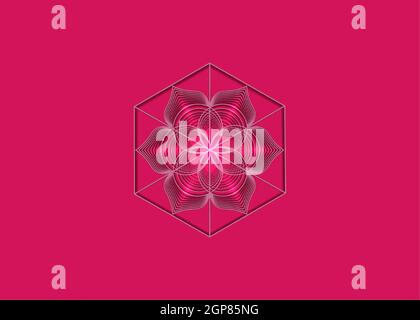 Seed of life symbol Sacred Geometry. Logo icon Geometric mystic mandala of alchemy esoteric Flower of Life. Vector purple lines, Yantra, chakra sign Stock Vector
