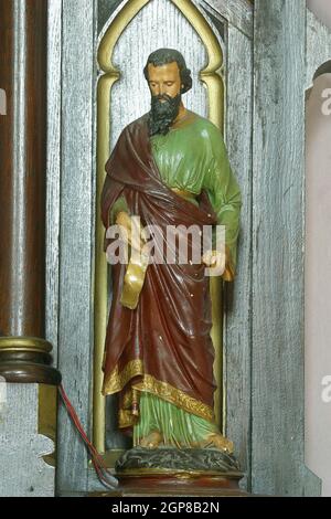 Saint Paul statue on the altar of Saint Valentine in the Church of the Holy Trinity in Krapinske Toplice, Croatia Stock Photo