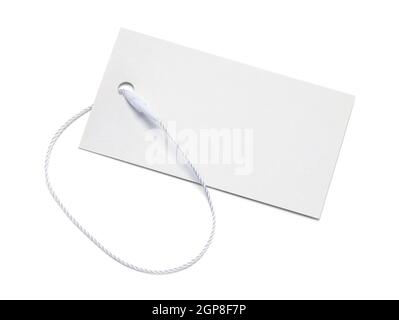 Blank Retail Sales Tag Cut Out on White. Stock Photo