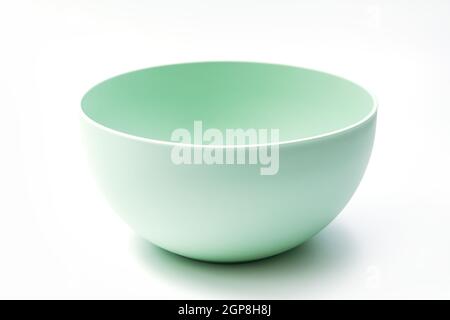 Empty light green bowl isolated on white background with clipping path included Stock Photo