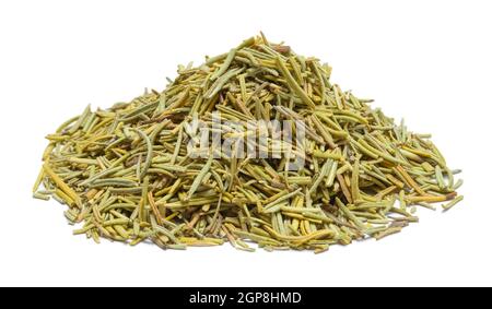 Pile of Dry Rosemary Spice Cut Out on White. Stock Photo