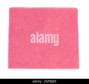 square pink cleaning rag isolated on white background, close up Stock Photo