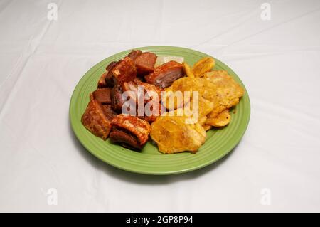 Traditional dish known as pork belly chunks Stock Photo