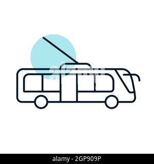 Trolley or trolleybus flat vector icon. Graph symbol for travel and tourism web site and apps design, logo, app, UI Stock Photo