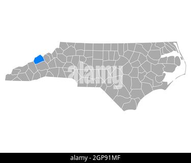 Map of Madison in North Carolina Stock Photo