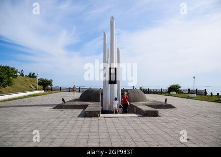 Novorossiysk, Russia - May 20, 2018: Monument dedicated to the shipwreck victims Admiral Nakhimov August 31, 1986 Stock Photo