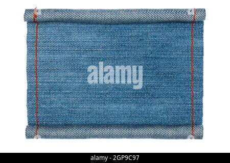 Denim frame folded in the form of manuscripts,scroll isolated on white ...