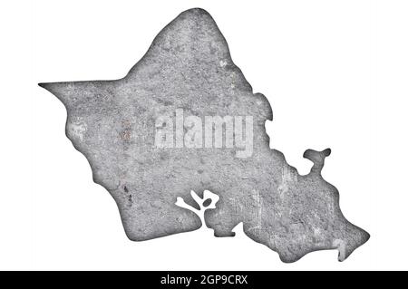 Map of Oahu on weathered concrete Stock Photo - Alamy