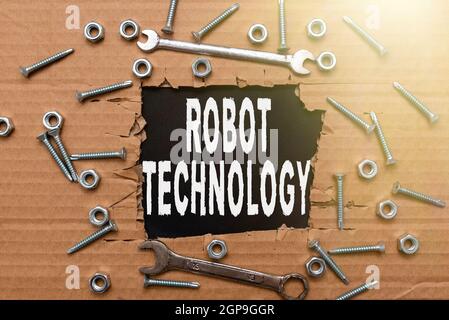 Conceptual caption Robot Technology. Business approach develop machines that can substitute for humans task Smart Office Plans Construction Stock Photo