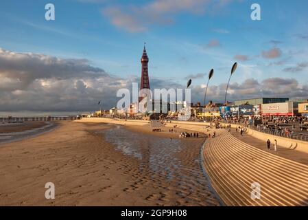 Blackpool Beach and Tower, Blackpool, Fylde Coast, Lancashire Stock Photo