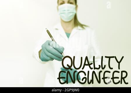 Sign displaying Quality Engineer. Word Written on ensure the overall quality of a manufactured product Demonstrating Medical Ideas Presenting New Stock Photo