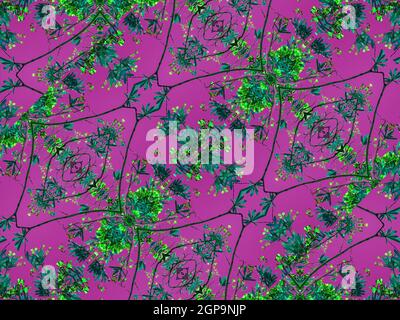 Digital photo collage and manipulation technique nature floral collage motif seamless pattern mosaic in mixed tones Stock Photo