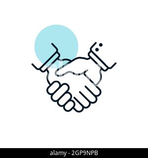 Business handshake, contract agreement outline icon. Graph symbol for your web site design, logo, app, UI. Vector illustration, EPS10. Stock Photo