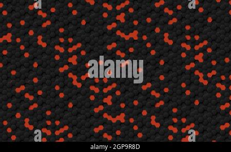 Abstract hexagons black on a red background - illustration Stock Photo