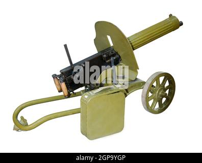 Easel machine gun, Maxim's system of the sample of 1910-is isolated on the white Stock Photo