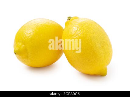 Two lemons placed on a white background Stock Photo