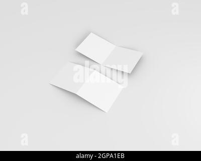 Brochure blank white template for mock up and presentation design. 3d rendered illustration. Mockup of two thin books with soft cover isolated. Stock Photo