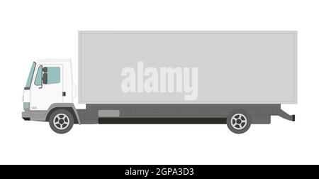 Big white truck on a white background - Vector illustration Stock Photo