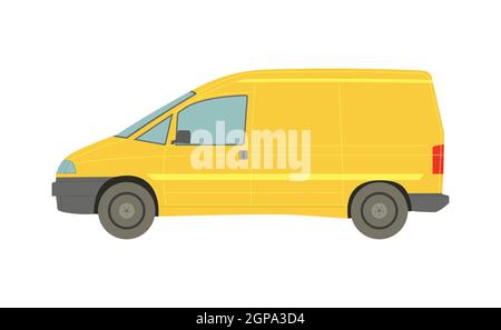 Big yellow minivan on white background - Vector illustration Stock Photo
