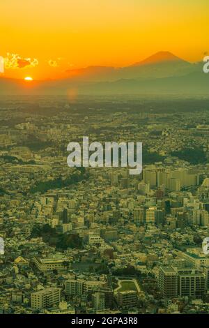 Yokohama city and Mount Fuji and dusk. Shooting Location: Yokohama-city kanagawa prefecture Stock Photo