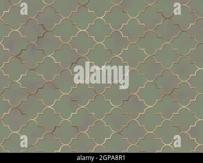 Islam, Arabic, Turkish, Indian, ottoman gold traditional design on turquoise blue pearl background. Oriental texture. Moroccan seamless pattern with g Stock Photo