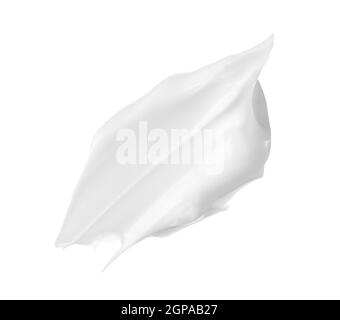 White makeup cream sweeps on white background. bb, cc cream texture Stock Photo