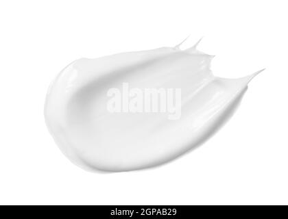 White makeup cream sweeps on white background. bb, cc cream texture Stock Photo