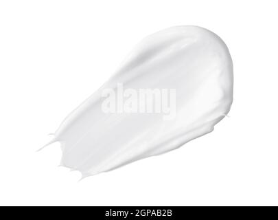 White makeup cream sweeps on white background. bb, cc cream texture Stock Photo