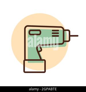 Electric screwdriver vector flat icon. Construction, repair and building. Graph symbol for your web site design, logo, app, UI Stock Photo