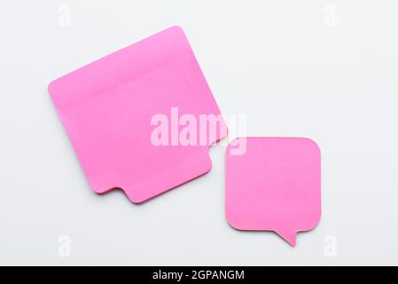 Pink sticky notes on white background Stock Photo