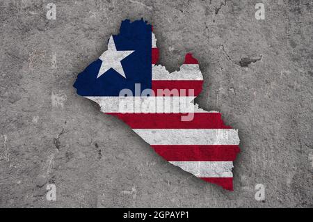 Map and flag of Liberia on weathered concrete Stock Photo - Alamy