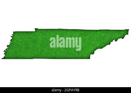 Map of Tennessee on green felt Stock Photo