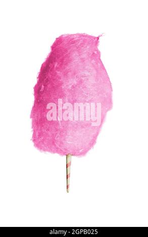 Cotton candy, pink, isolated on white background. Stock Photo