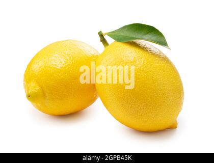 Two lemons placed on a white background Stock Photo