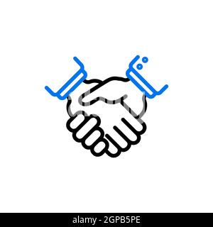 Business handshake, contract agreement outline icon. Graph symbol for your web site design, logo, app, UI. Vector illustration, EPS10. Stock Photo