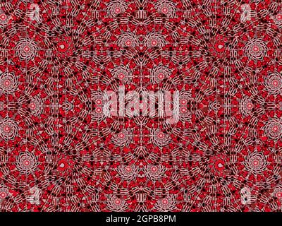 Modern intricate geometric seamless pattern in red colors Stock Photo