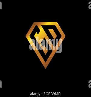 GO logo with golden diamond shape style vector, monogram geometric golden shape style isolated in black background Stock Vector