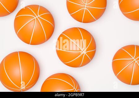 Many basketballs on a bright background, 3d rendering Stock Photo