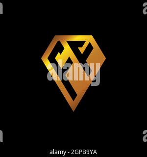 FF logo with golden diamond shape style vector, monogram geometric golden shape style isolated in black background Stock Vector