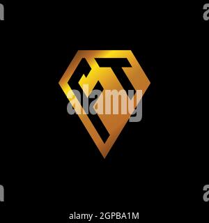 FI logo with golden diamond shape style vector, monogram geometric golden shape style isolated in black background Stock Vector
