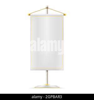 White pennant on stand isolated on white background. Stock Vector